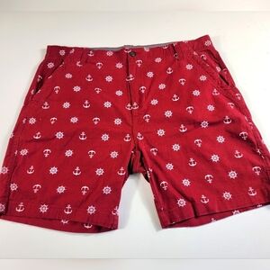 Denali Red Anchor nautical Shorts Size 40 red inseam 8 inches. Side pockets